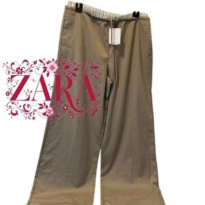 Zara Beige Wide-Leg Trousers